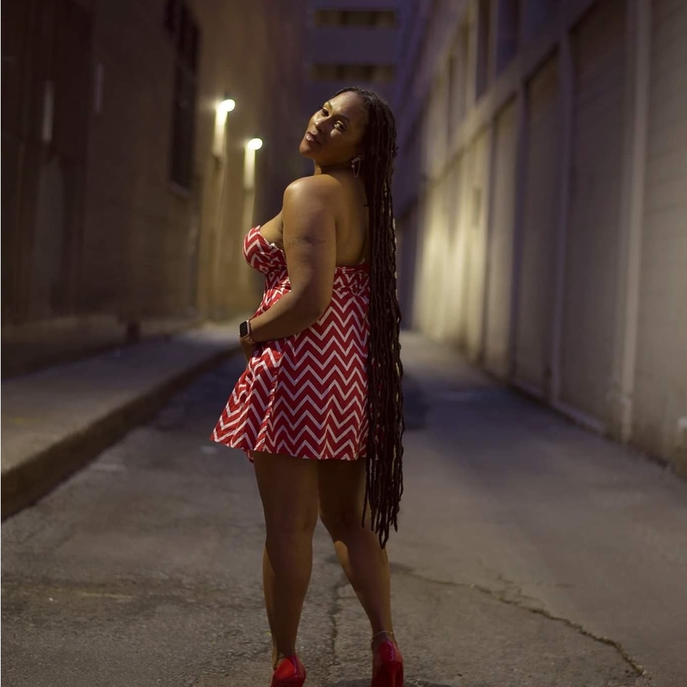 Red polka dot dress
